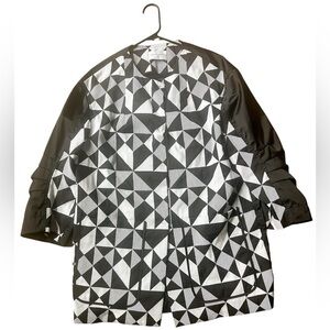 Maria Grazia Severi White Black Geometric Blazer Jacket Size 46 Italy